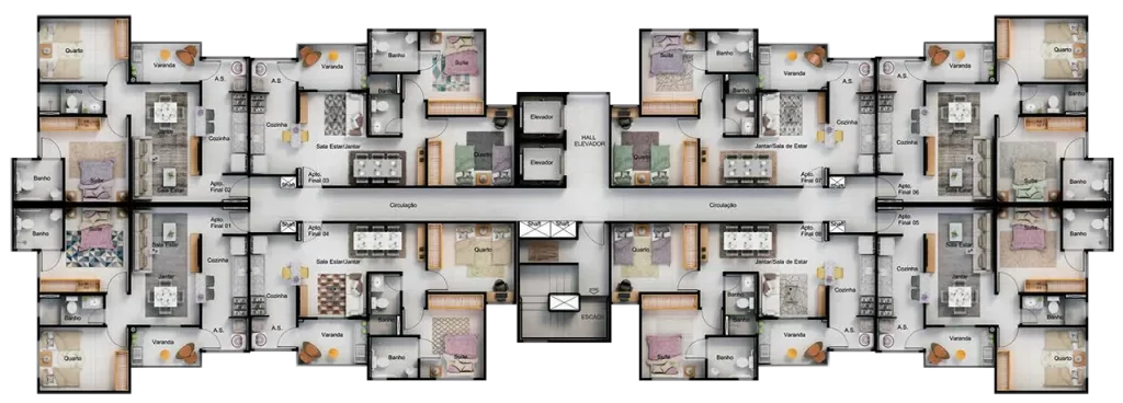 Planta pavimento tipo torres 3, 5, 6 e 7